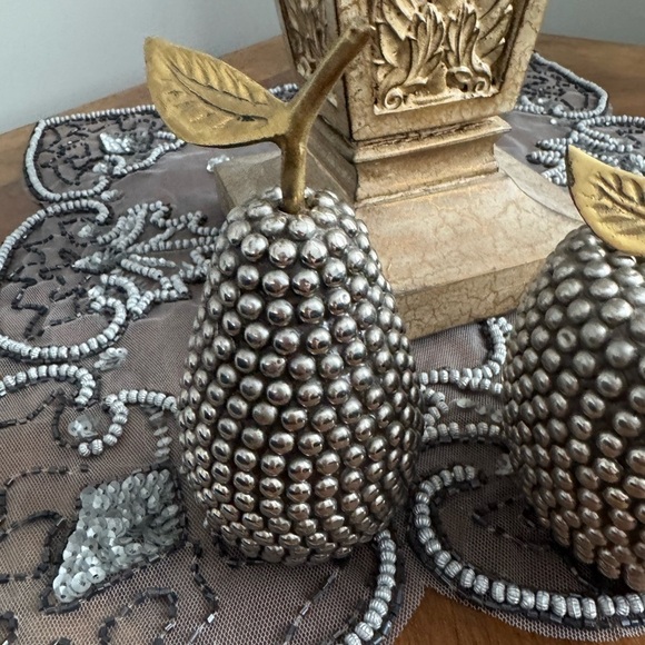 Silver and brass mid century stud 2 pcs decor - Picture 3 of 6